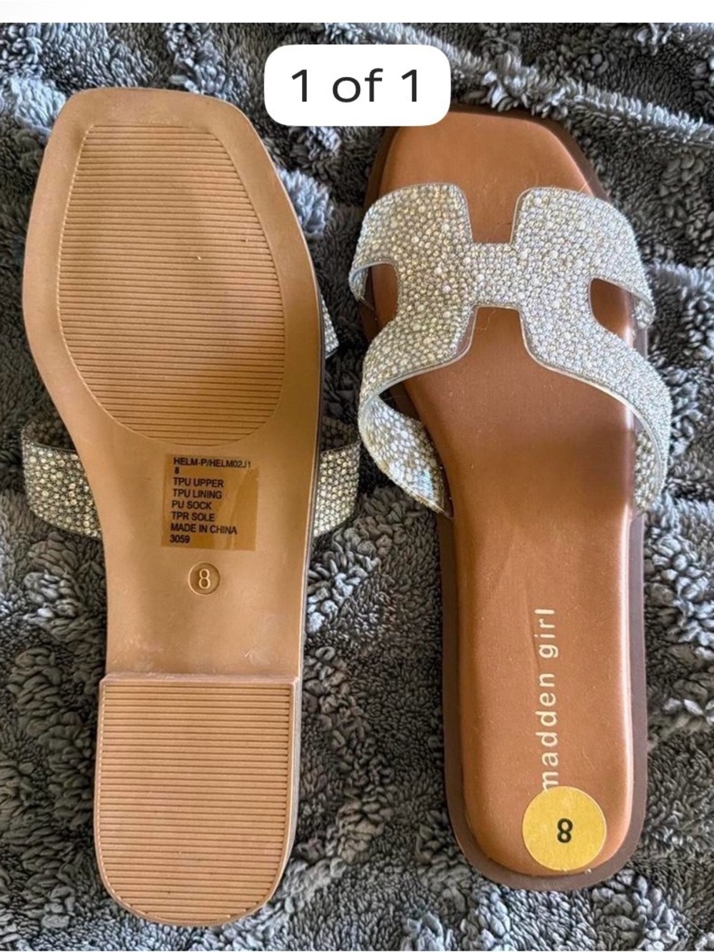 Madden Girl Silver Rhinestone Slide Sandals